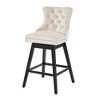 Beautyolove Velvet Upholstered Solid Wood Frame Counter Height Bar Stool Swivel Counter Stool with Back (Set of 2) - 3 of 4