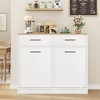 Fluted Tilt Out Trash Can Cabinet, Hidden Garbage Can Cabinet 10 Gallon, Wooden White Trash Can for Kitchen Dining Living Room - image 2 of 4