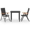 vidaXL 3 Piece Patio Dining Set Black and Brown - 2 of 4