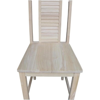 Beige Solid Wood Shutter Back Counter Height Stool