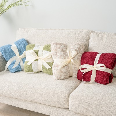 Light Blue Reversible Fleece Knit Throw Blanket, 50x60 Inches