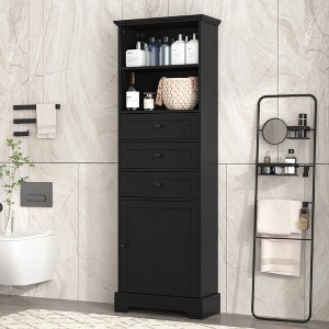 Grungis Tall Bathroom Storage Cabinet,Floor Cabinets with 3 Drawers and Adjustable Shelves,Storage Cabinet for Bathroom - 1 of 4