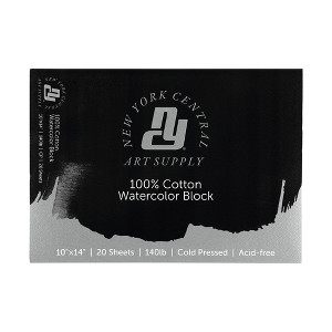 New York Central Watercolor Block, 140 lb Cold Press, 20 Sheets, Archival Watercolor Paper for Artists, Students, Gelatin Sized, Durable Water Color - 1 of 4
