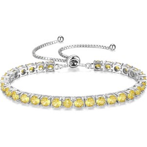 Sterling Silver Tennis Bracelet with Birthstone, Adjustable Bolo Chain Fine Jewelry, Anniversary Birthday Gift for Women - 1 of 4