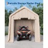 10x10FT Carport with 2 Roll-Up Doors & Vents, 240G Heavy-Duty Waterproof PE Tarp, UV-Resistant Storage Sheds for Motorcycle, Firewood & Tools - 3 of 4