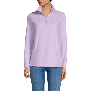 Lands' End Women's Embossed Quarter Zip Fleece Pullover - 1 of 4