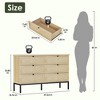 Brafabhome Rattan 6 Drawers Double Dresser Chest, Modern Wicker Chest with Sturdy Steel Legs for Bedroom Living Room Hallway | Beige - 2 of 4