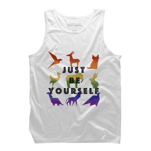Adult Design By Humans Just Be Yourself Rainbow Origami Animals By Tank Top - 1 of 2