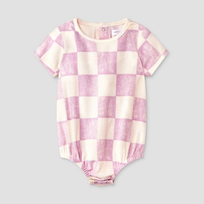 Image of Grayson Mini Baby Checkered Terry Bubble Romper - Purple Newborn