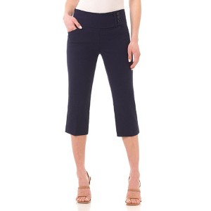 Rekucci Women’s Pull-On Comfort Capri Pants with Back Lacing Detail & Pockets – Mid-Rise Stretch Capris - 1 of 4