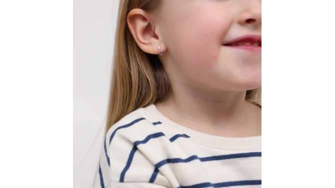 Girl's Double Sided Prong CZ Hoop Sterling Silver Earrings - In Season Jewelry, 2 of 9, play video