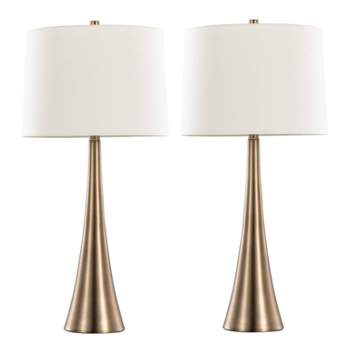 LumiSource (Set of 2) Diana 29" Contemporary Metal Table Lamps Matte Golden Bronze with White Linen Shade from Grandview Gallery