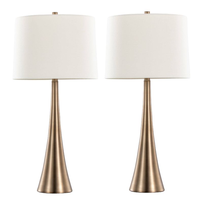 LumiSource (Set of 2) Diana 29&#34; Contemporary Metal Table Lamps Matte Golden Bronze with White Linen Shade from Grandview Gallery, 1 of 8