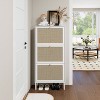 Halitaa Rattan 3 Door Shoe Rack, Freestanding Modern Shoe Storage Cabinet, for Entryway - 2 of 4