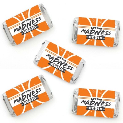 Big Dot of Happiness Basketball - Let the Madness Begin - Mini Candy Bar Wrapper Stickers - College Basketball Party Small Favors - 40 Count