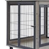 Cesicia 38.58''W x 25.5''D x 27.36''H Gray Furniture Style Dog Crate with Double Doors and Lift Top - 3 of 4