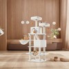 66.1 Inch Large Cat Tree Cat Tower with Scratching Posts, 2 Perches, 2 Caves, Basket, Hammock, Pompoms, Multi-Level Plush Cat Condo for Indoor Cats - 4 of 4
