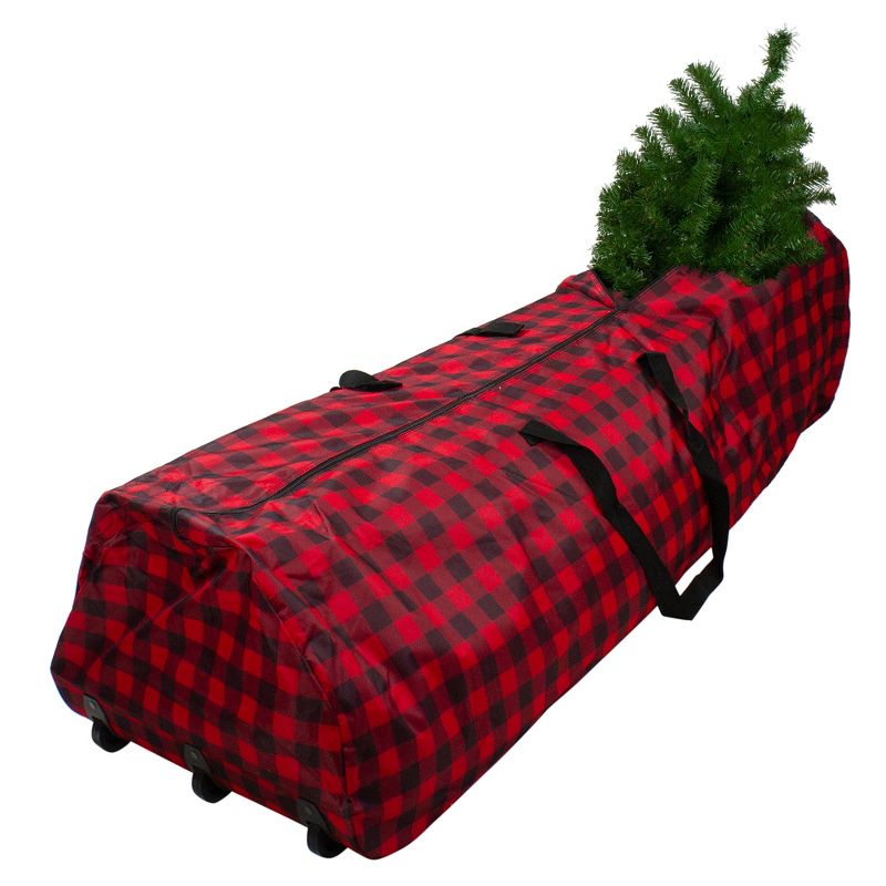 Northlight Red and Black Plaid Rolling Tree Christmas Tree Storage Bag For Artificial Trees Up To 7.5ft, 2 of 4