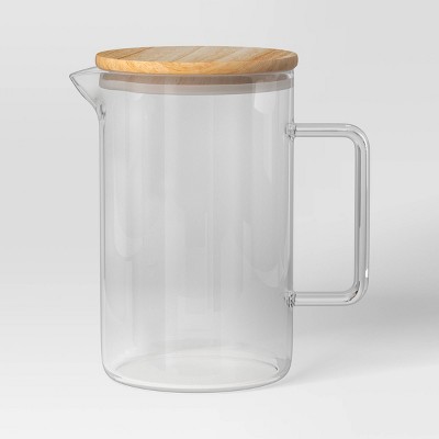 59 fl oz Glass Beverage Pitcher with Wood Lid - Threshold™: Dishwasher-Safe, Cadmium-Free, Cold Drink Server