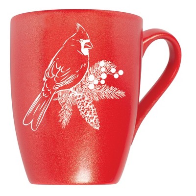Elanze Designs Cardinal Pine Cone Crimson Red 10 ounce New Bone China Coffee Cup Mug