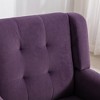 Modern Velvet Accent Chair with Curved Back and Wood Legs - 3 of 4