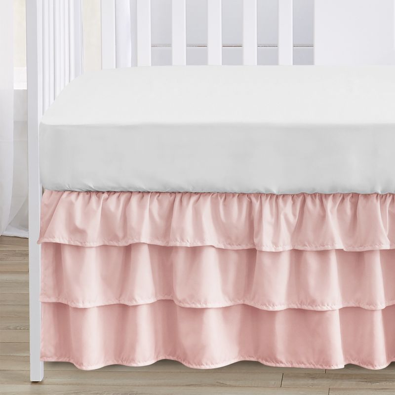 Sweet Jojo Designs Girl 3 Tiered Ruffle Crib Bed Skirt Harper Collection Pink, 4 of 5