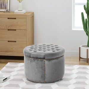 Modern Velvet Upholstered Ottoman-Christopher Knight Home - 1 of 4