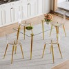 5-Piece Dining Set with Rectangular Tempered Glass Table and 4 Transparent Plastic Chairs - 3 of 4