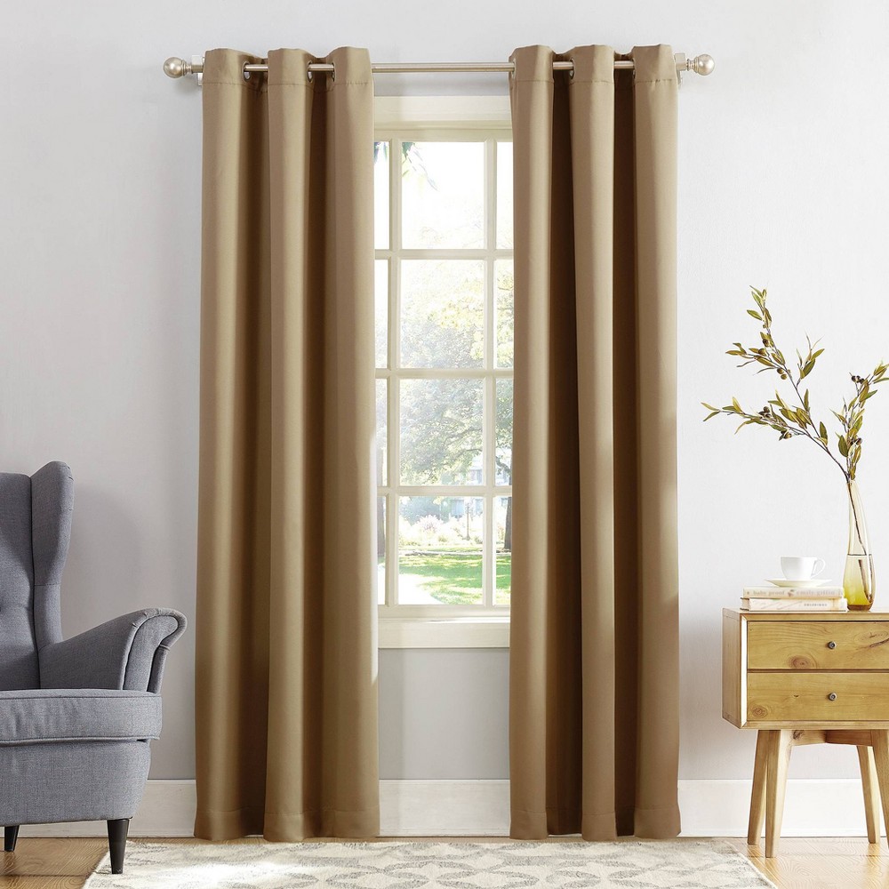 Photos - Curtains & Drapes 63"x40" Kenneth Energy Saving Blackout Grommet Top Curtain Panel Taupe - S