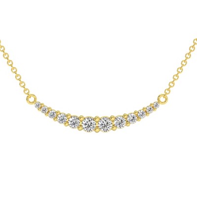 Pompeii3 1/2Ct TW Diamond Graduated Bar Necklace 14k Gold Lab Created Pendant 28mm