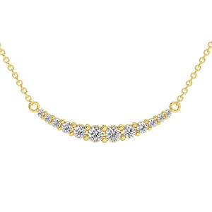 Pompeii3 1/2Ct TW Diamond Graduated Bar Necklace 14k Gold Lab Created Pendant 28mm - 1 of 4