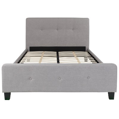 Tribeca Light Gray Full Upholstered Platform Bed with Metal Headboard