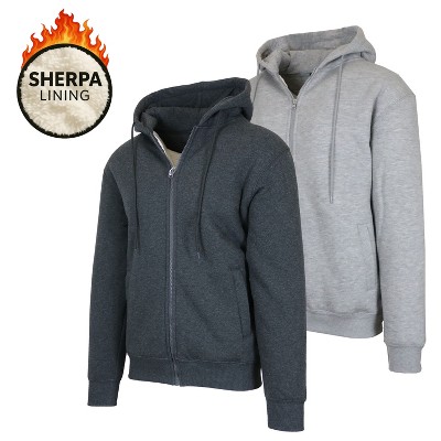 Blu Rock Men's Heavyweight Hoodie With Faux Shearling Lining-2 Pack