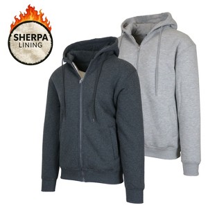 Blu Rock Men's Heavyweight Hoodie With Faux Shearling Lining-2 Pack - 1 of 3