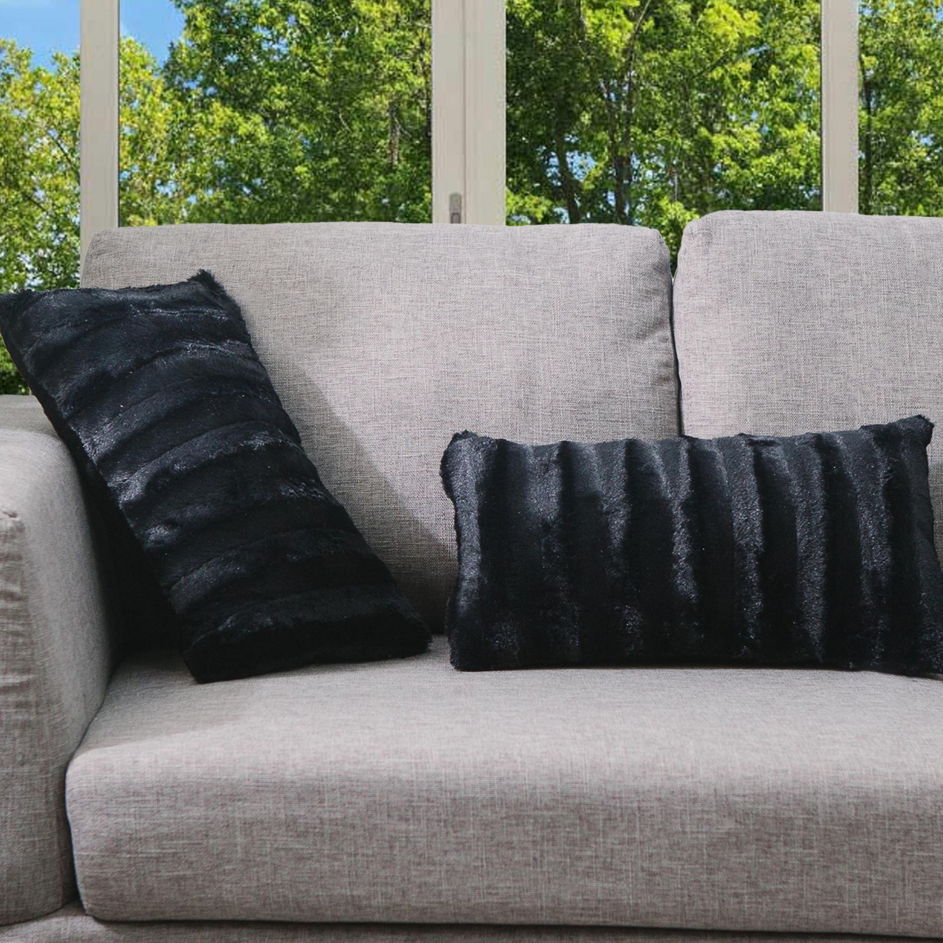 Cheer Collection Luxurious Faux Fur Throw Pillows Set of 2
