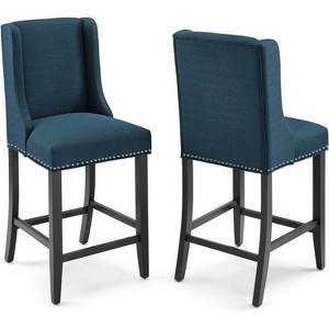 Modway Baron Counter Stool Upholstered Fabric Set of 2, Azure - 1 of 1