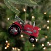 Northlight Metal Tractor with Frosted Tree Christmas Ornament - 3" - Red and Silver - 2 of 4