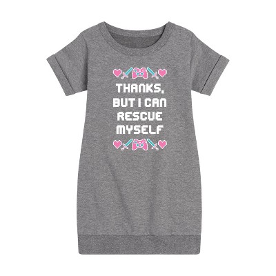 Girls' - Instant Message - Rescue Myself Graphic Short Sleeve Fleece Dress