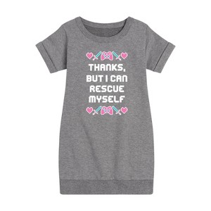 Girls' - Instant Message - Rescue Myself Graphic Short Sleeve Fleece Dress - 1 of 4