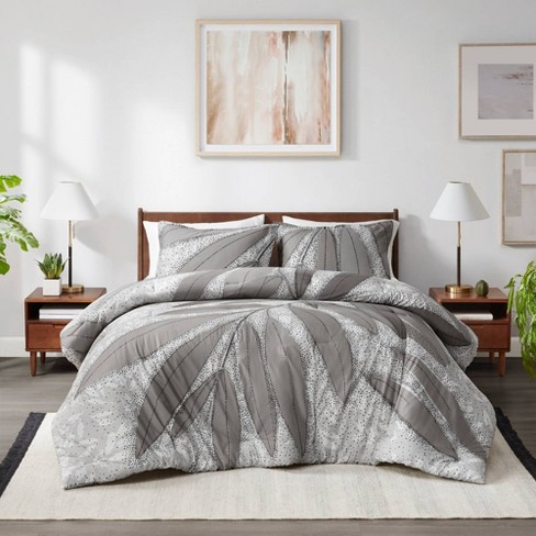 Urban Habitat Maren Botanical 100 Cotton Print Soft Comforter Set Gray Target