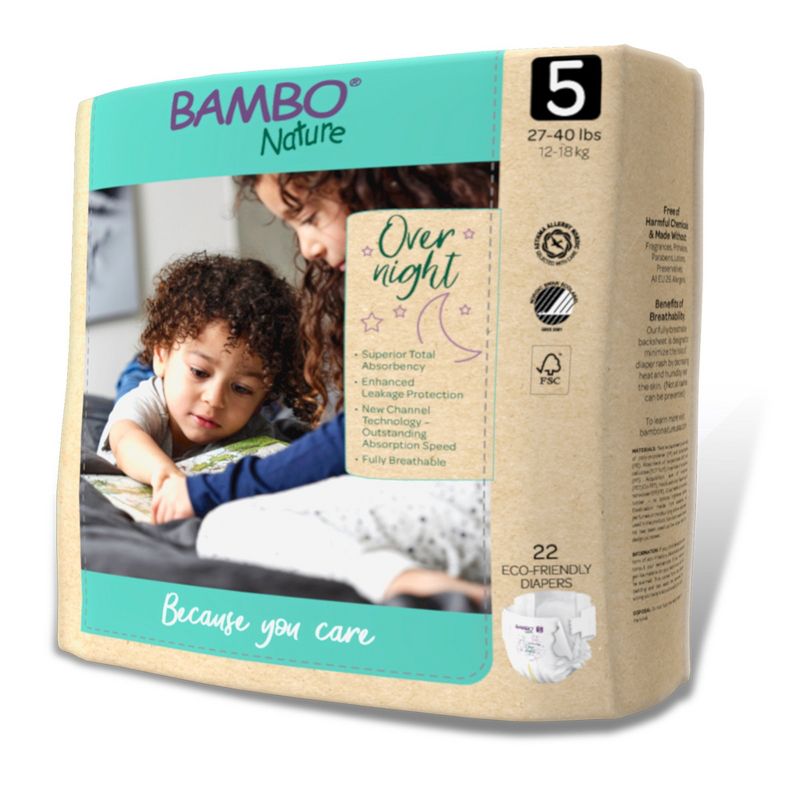 Bambo Nature Overnight Diapers, Disposable, Eco-Friendly, Size 5, 3 of 6