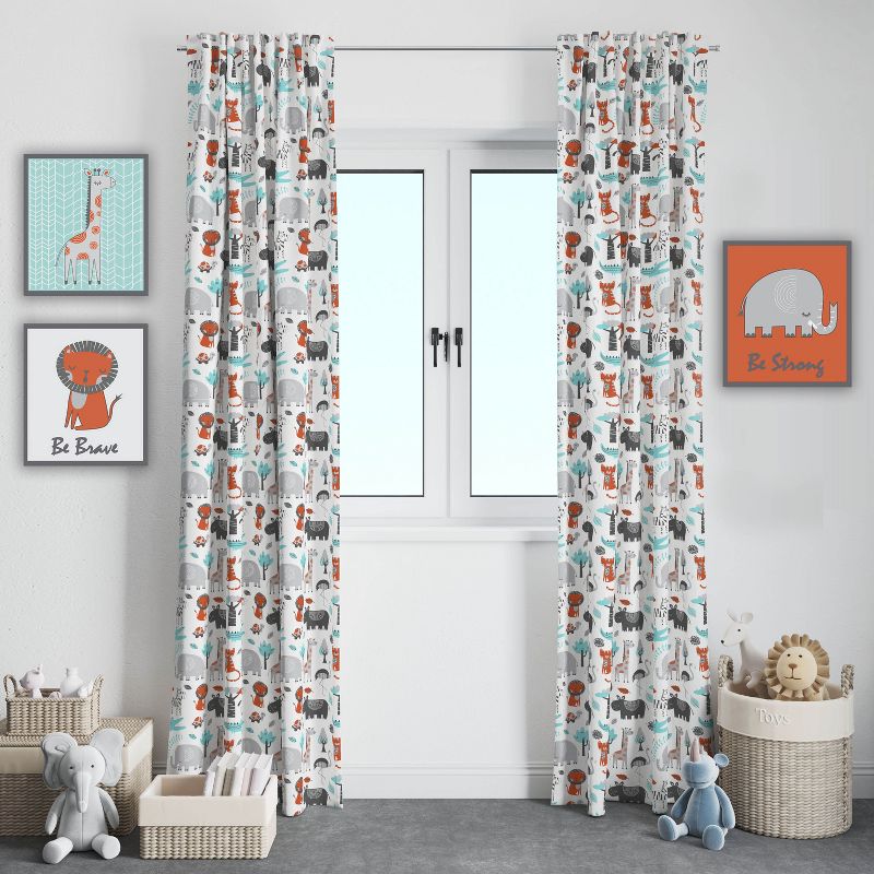 Bacati - Jungle Safari Aqua/Orange/Grey Curtain Panel, 2 of 5