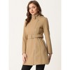INSPIRE CHIC Women's Classic Stand Collar Zip Up Trench Coats with Belt - 4 of 4