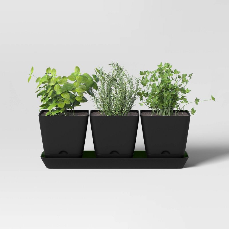  4pc Square Indoor Outdoor 3 Planter Pots with 1 Saucer 12.2"x4" - Room Essentials™, 4 of 6