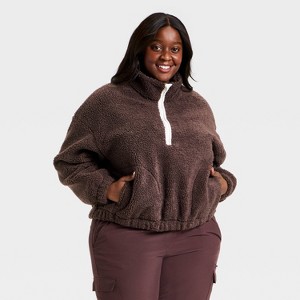 Women's High Pile Fleece 1/2 Zip Pullover Jacket - All In Motion™ - 1 of 3