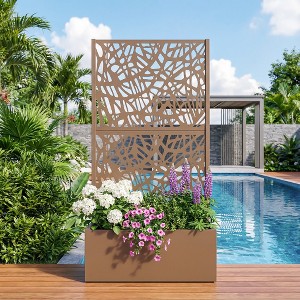 MAYEERTY 59 x 30 Inch Metal Planter Box with Trellis, Mesh Outdoor ...