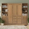 Polibi Queen Size Wooden Murphy Bed with Storage Shelves and Cabinets - 2 of 4