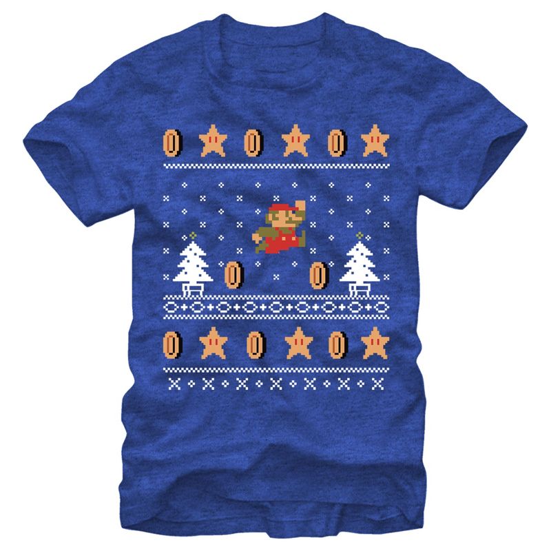 Men's Nintendo Ugly Christmas Mario Coin T-Shirt, 1 of 5