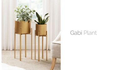 Gabi Gold Metal Freestanding Planter Set, 12 x 27