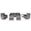 Sonkuki 6-Piece Patio Conversation Set with Swivel Rocking Chair and Side Table, Navy Blue Cushion - 2 of 4